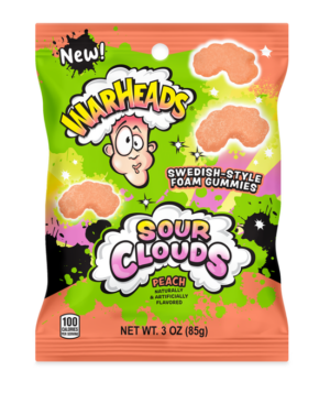 Warheads Sour Clouds Peach Swedish Style Gummy 3oz 12ct